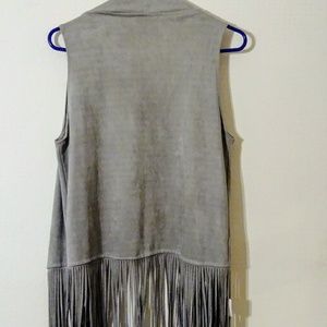 Gray fringed vest